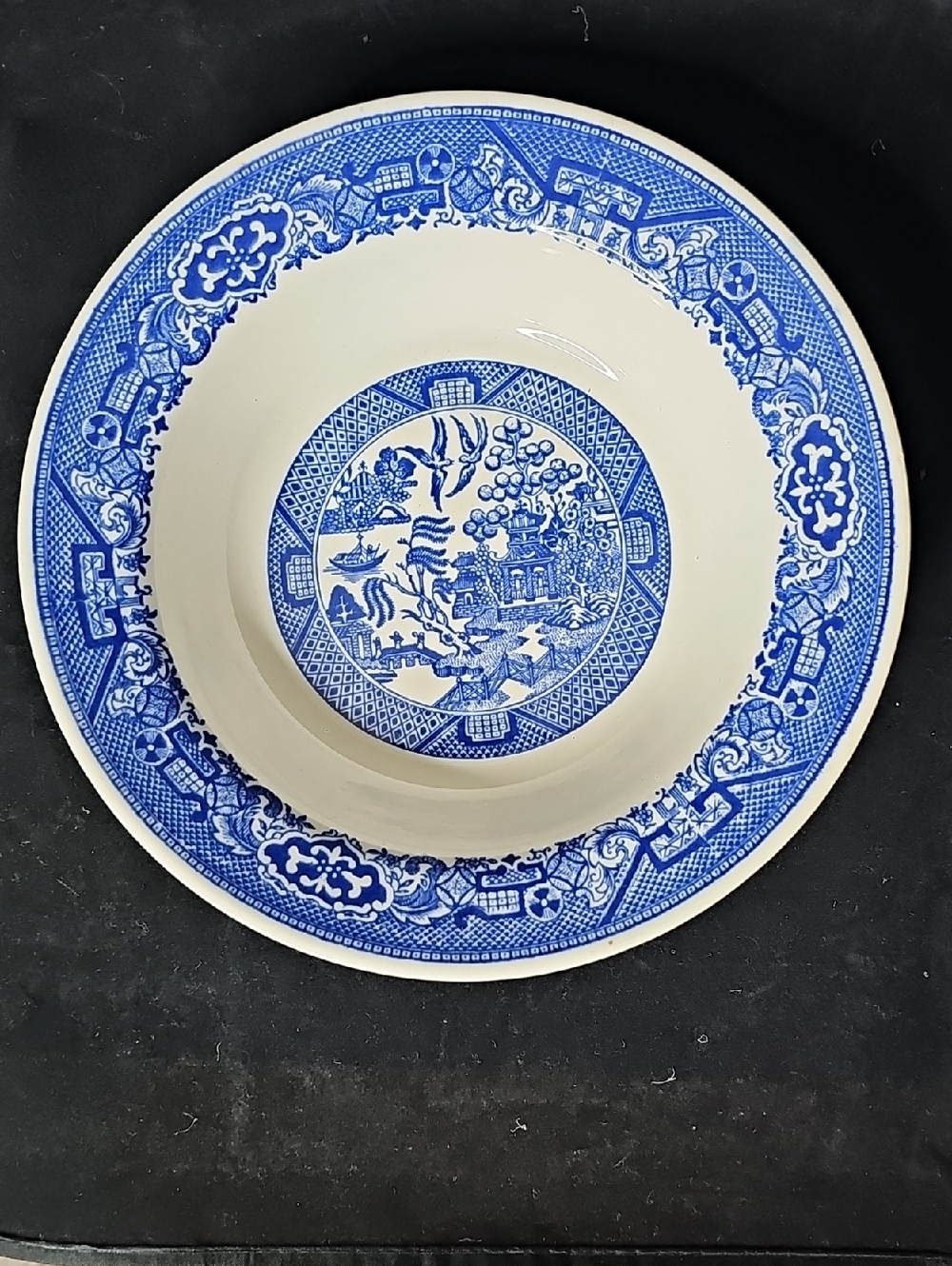 Willow Blue and White Ceramic Serving Bowl
